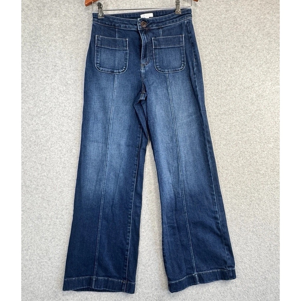 LC Lauren Conrad Super High Rise Wide Leg Jeans Women's 8 Patch Pocket Denim - Picture 2 of 10
